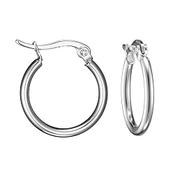 Stainless Steel Color 304 Stainless Steel Hoop Earrings, Hypoallergenic Earrings, Ring Shape, Stainless Steel Color, 12 Gauge, 19~21x2mm, Pin: 0.7~1.3x0.68mm