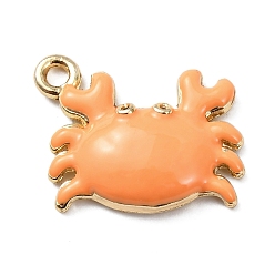 Оранжевый Подвески из эмали и сплава, крабовые прелести, стойки покрытие, золотые, оранжевые, 16x20x4 мм, отверстие : 2 мм