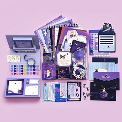 Dark Orchid Scrapbook Paper Kit, for DIY Album Scrapbook, Background Paper, Diary Decoration, Dark Orchid, 220x160x18mm