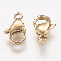 Golden Ion Plating(IP) 304 Stainless Steel Lobster Claw Clasps, Parrot Trigger Clasps, Golden, 11x7x3.5mm