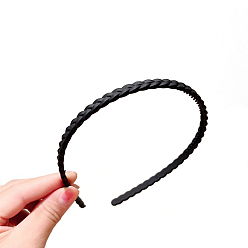 Black Resin Braided Thin Hair Bands, Plastic with Teeth Hair Accessories for Women, Black, 120mm