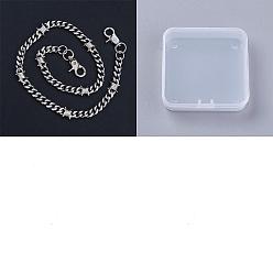 Платина 1Ремни из сплава с витой цепью для брюк, Сплав с застежками когтя омара, платина, 670 мм