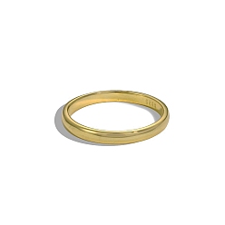 Real 18K Gold Plated 925 Sterling Silver Stackable Rings, Plain Band Rings, with S925 Stamp, Golden, US Size 9(18.9mm)