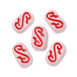 Красный Выпечка окрашенные стеклянные бусины, руны, с эмалью, красные, 20~20.5x12x6.5 мм, отверстие : 1.4 мм