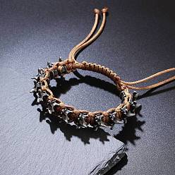Фора Браслеты из плетеных бусин из сплава, Регулируемые браслеты из плетеной вощеной веревки для мужчин, кость дракона, оранжевые, 7.09 дюйм (18 см)