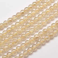 Wheat Electroplate Synthetic Crackle Quartz Bead Strands, Full Rainbow Plated, Round, Wheat, 6mm, Hole: 1mm, about 66pcs/strand, 15.7 inch