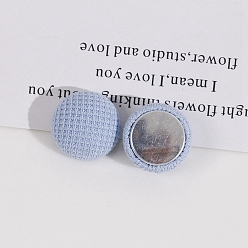 Cornflower Blue Cloth Fabric Cabochons,  Ornament Accessories, with Metal Finding, Half Round, Cornflower Blue, 18x10mm