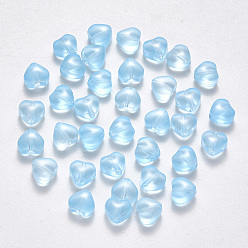 Licht Himmel blau Nachahmung Jade Glasperlen, Herz, Licht Himmel blau, 6x6x4 mm, Bohrung: 0.7 mm