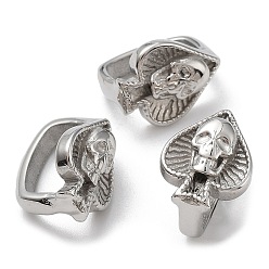 Нержавеющая Сталь Цвет Устойчивые к потускнению 304 подвески-слайдеры из нержавеющей стали, череп, цвет нержавеющей стали, 16x11.5x12 мм, отверстие : 7x12 мм