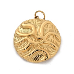 Золотой 304 подвески из нержавеющей стали, с целью перехода в кольце, плоские круглые прелести, ионное покрытие (ip), золотые, 31x24.5x4.5 мм, отверстие : 4 мм