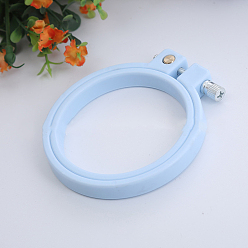 Light Sky Blue Adjustable ABS Plastic Flat Round Embroidery Hoops, Embroidery Circle Cross Stitch Hoops, for Sewing, Needlework and DIY Embroidery Project, Light Sky Blue, 70mm