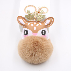 khaki Cute Deer Plush Keychain Pendant - Cartoon Toy Christmas Gift Bag Pendant.