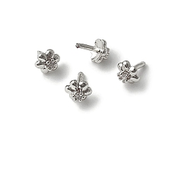 Platinum Brass Pave Clear Cubic Zirconia Head Pins, Flower, for Baroque Pearl Making, Platinum, 5x5mm