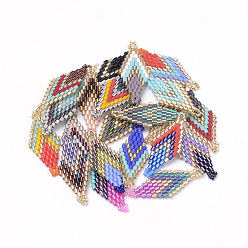 Mixed Color MIYUKI & TOHO Japanese Seed Beads, Handmade Links, Rhombus Loom Pattern, Mixed Color, 44x18x2mm, Hole: 1x2mm