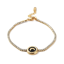 Golden Crescent Moon Acrylic Link Bracelet, with Vacuum Plating 304 Stainless Steel Rhinestone Cup Chains, Golden, 7-1/2 inch(18.9cm)