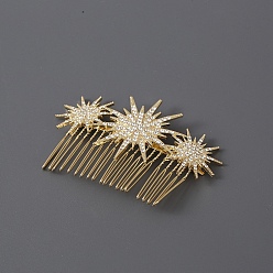 Doré  Peignes alliage étoiles en strass, accessoires de cheveux pour femmes et filles, or, 67x100mm