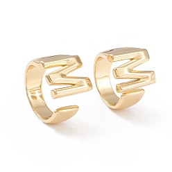 Letter M Brass Cuff Rings, Open Rings, Long-Lasting Plated, Real 18K Gold Plated, Letter.M, Size 6, 17mm