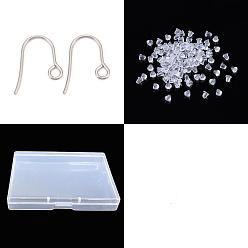 Stainless Steel Color 300Pcs 316 Surgical Stainless Steel Earring Hooks, Ear Wire, with Horizontal Loop, 300Pcs Plastic Ear Nuts, Stainless Steel Color, 15x12x0.7mm, 21 Gauge, Hole: 2mm