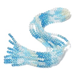 Светло-Голубой Стеклянные бусины с гальваническим покрытием , круглые, граненый(32 граненый), градиент цвета, Небесно-голубой, 6 мм, отверстие : 1.2 мм, около 61 шт / нитка, 12.60'' (32 см)