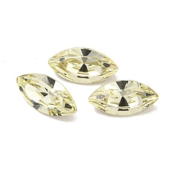 Нарцисс Стеклянные стразы кабошоны, задние и задние, граненые, лошадиный глаз , бледно-желтый цвет, 6x3x2 мм