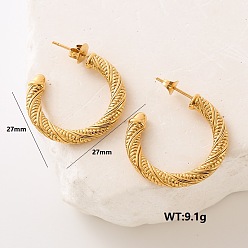 Золотой Серьги-гвоздики в форме буквы С из нержавеющей стали, золотые, 27x27 мм