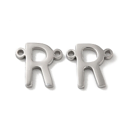 Letter R Non-Tarnish 304 Stainless Steel Connector Charms, Letter, Letter R, 10x10.5x1.5mm, Hole: 1.2mm