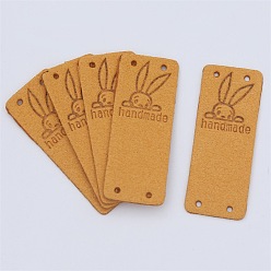 Gold Microfiber Label Tags, with Holes & Word handmade, for DIY Jeans, Bags, Shoes, Hat Accessories, Rectangle, Gold, 50x20mm
