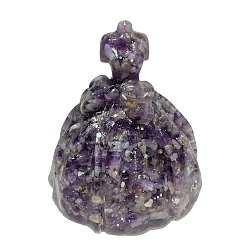 Аметист Украшение для показа платья из смолы, с кусочками натурального аметиста внутри статуй для украшения домашнего офиса, 80x80x85 мм