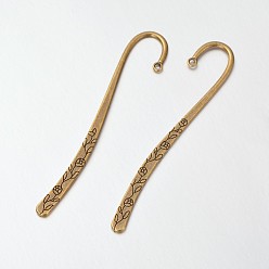 Antique Bronze Tibetan Style Alloy Bookmarks, Lead Free and Cadmium Free, 2.4cm wide, 12.2cm long, hole: 2mm