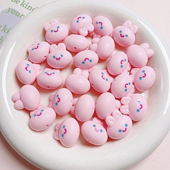 Pearl Pink Plastic Beads, Rabbit, Pearl Pink, 20mm, Hole: 2mm