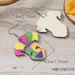 Human Серьги-подвески из деревянных перьев для карнавальной вечеринки, платина, человек, 70x45 мм