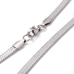 Stainless Steel Color 304 Stainless Steel Snake Chains Necklaces, with Lobster Clasps, Stainless Steel Color, 17.7 inch(45cm), 5x1mm