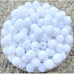 White Opaque Acrylic Beads, Faceted (32 Facets), Round, White, 8mm, Hole: 2mm
