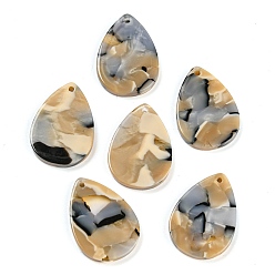 Colorful Cellulose Acetate(Resin) Pendants, Teardrop Charm, Colorful, 21x15x2.5mm, Hole: 1.2mm