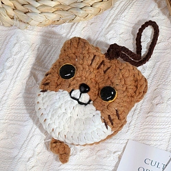 Cat Shape DIY Crochet Pendant Decoration Kits, including Polyester Yarn, Cat Shape, Package Size: 235x185x85mm