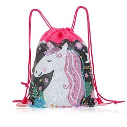 Unicorn DIY Diamond Painting Backpack Kit, Including Resin Rhinestones Bag, Diamond Sticky Pen, Tray Plate and Glue Clay, Unicorn, 355x275mm