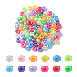 Mixed Color Plastic Pearlized Beads, Barrel, Mixed Color, 9x6mm, Hole: 3.5mm