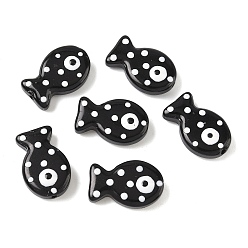 Черный Бусины из стеклянной эмали, окрашенные методом запекания, рыба, чёрные, 19.5x12.5x6~6.5 мм, отверстие : 1.2~1.4 мм