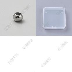 Stainless Steel Color Stainless Steel Beads, Rondelle, Stainless Steel Color, 6x5mm, Hole: 4mm, 100pcs