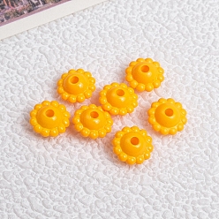 Gold Opaque Acrylic Beads, Flower, Gold, 9x5mm, Hole: 2mm