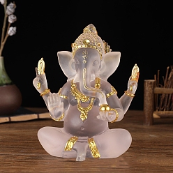 Ghost White Resin Indian Ganesha Figurines, for Home Desktop Decoration, Ghost White, 130x110x180mm