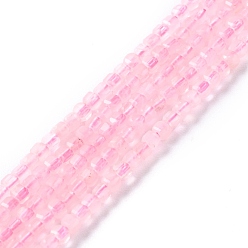 Rose Quartz Natural Rose Quartz Beads Strands, Faceted, Cube, 2x2.5x2.5mm, Hole: 0.6mm, about 166pcs/strand, 15.35''(39cm)