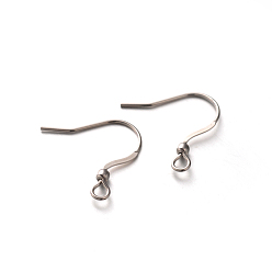Stainless Steel Color 304 Stainless Steel French Earring Hooks, with Horizontal Loop, Flat Earring Hooks, Stainless Steel Color, 18~20x16mm, Hole: 2mm