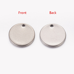Stainless Steel Color 304 Stainless Steel Stamping Blank Tag Charms, Flat Round, Stainless Steel Color, 13x0.8~1mm, Hole: 1.4mm