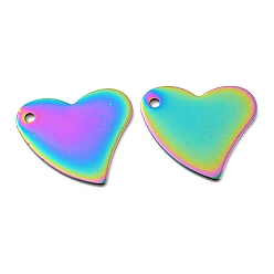 Rainbow Color Ion Plating(IP) 304 Stainless Steel Stamping Blank Tag Pendants, Heart, Rainbow Color, 18x17x0.8mm, Hole: 1.5mm
