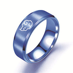 Blue Stainless Steel Auspicious Cloud Finger Ring for Women, Blue, US Size 5(15.7mm)
