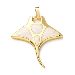 Желтая Старая Ткань  Латунь эмаль подвески, очарование манты, долговечный, стойки покрытие, без кадмия и без свинца, реальный 18 k позолоченный, старое кружево, 29x28x3 мм, отверстие : 6x3.5 мм