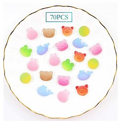Mixed Color SUNNYCLUE ABS Plastic Cabochons, for DIY Earrings, Pendant Decoration Accessories, Mixed Animal, Mixed Color, 72pcs/set