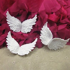 White Plastic Angel Wings Ornament, Craft Wings, for DIY Christmas Gift, Cake Decoration, White, 80x50mm