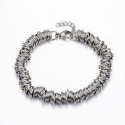 Stainless Steel Color 304 Stainless Steel Chain Bracelets, with Lobster Claw Clasps, Stainless Steel Color, 6-3/4 inch(170mm), 7mm